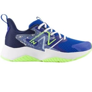 New Balance Kids' Blue and Green Rave Run v2 Lace Sneakers - Big Kid 2 XW